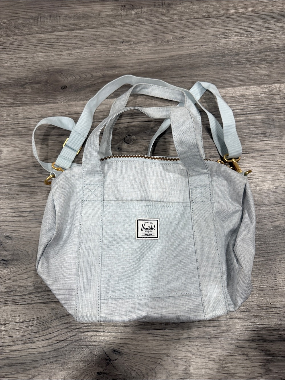 Herschel Supply Company Pale Gray/blue Canvas Tote with Detachable Strap